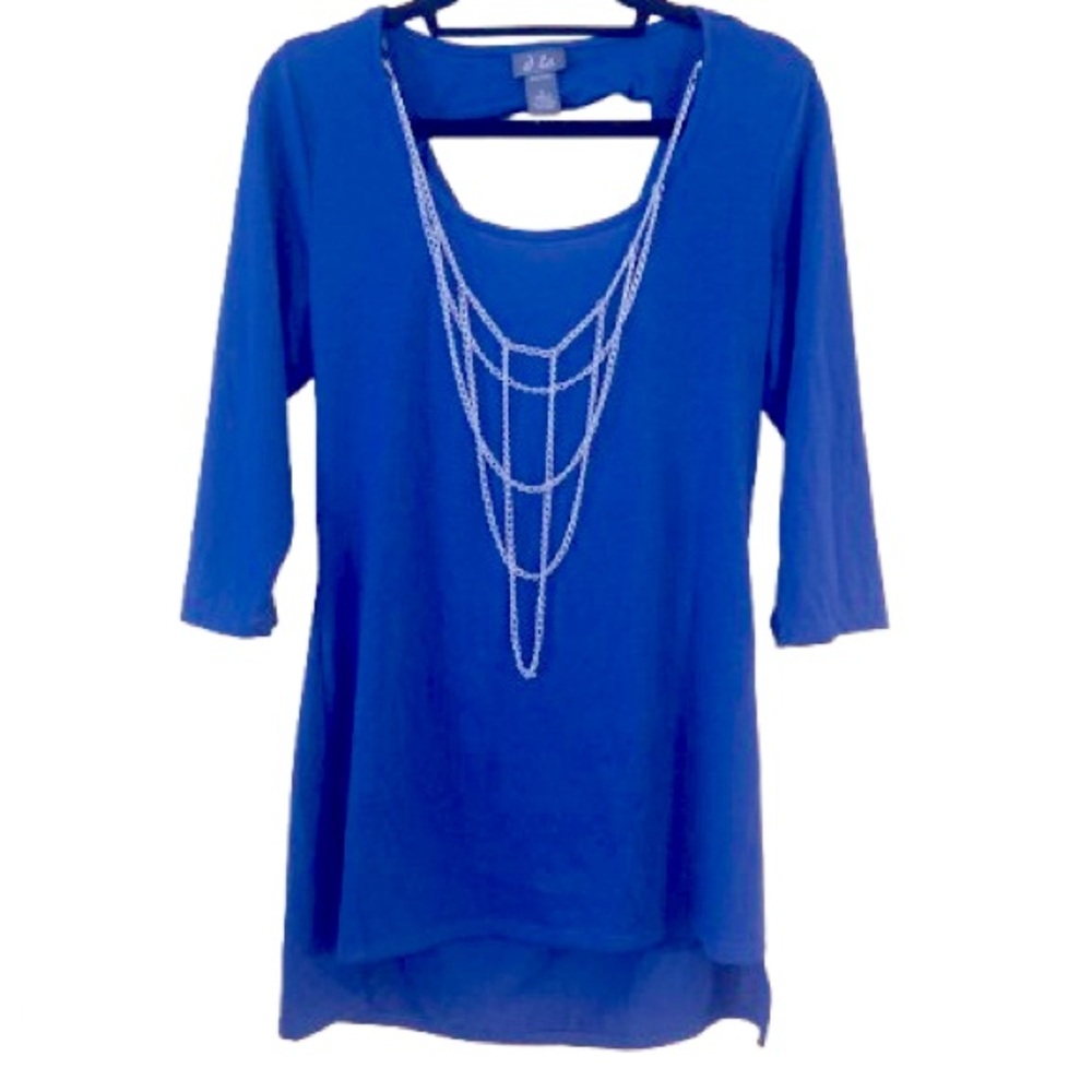 Royal blue blouse with cut-out back size large no tags brand new only $12